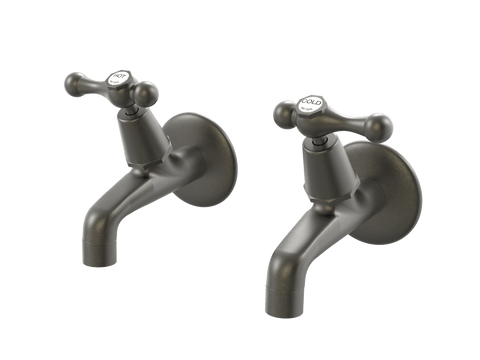 Tapware ParTaps Tudor Lever Female Bibs Wall Pair - Ceramic Disc Colour: Volcanic Grey Place & Palette