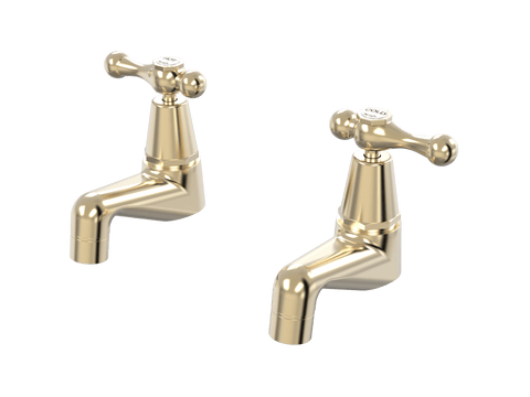 Tapware ParTaps Tudor Lever Pillar Taps Pair - Ceramic Disc Colour: Brushed Brass Gold Place & Palette