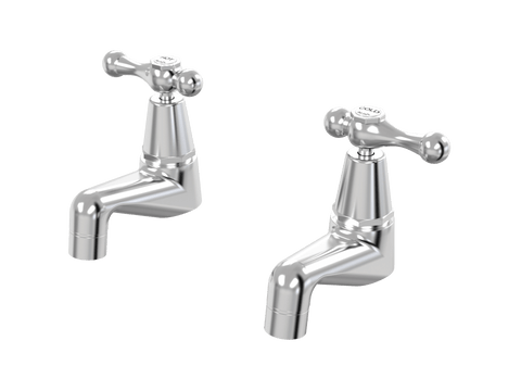 Tapware ParTaps Tudor Lever Pillar Taps Pair - Ceramic Disc Colour: Brushed Chrome Place & Palette