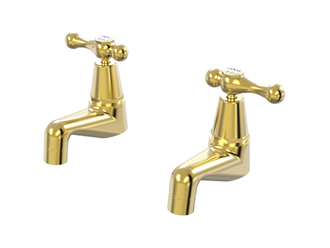 Tapware ParTaps Tudor Lever Pillar Taps Pair - Ceramic Disc Colour: Brushed Gold Place & Palette