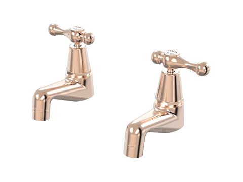 Tapware ParTaps Tudor Lever Pillar Taps Pair - Ceramic Disc Colour: Brushed Rose Gold Place & Palette