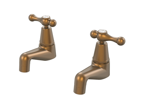 Tapware ParTaps Tudor Lever Pillar Taps Pair - Ceramic Disc Colour: Burnished Place & Palette