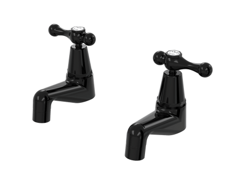 Tapware ParTaps Tudor Lever Pillar Taps Pair - Ceramic Disc Colour: Midnight Black Place & Palette