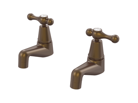 Tapware ParTaps Tudor Lever Pillar Taps Pair - Ceramic Disc Colour: Native Brass Place & Palette