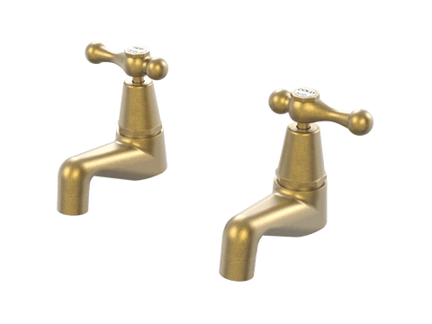 Tapware ParTaps Tudor Lever Pillar Taps Pair - Ceramic Disc Colour: Rumbled Brass Place & Palette