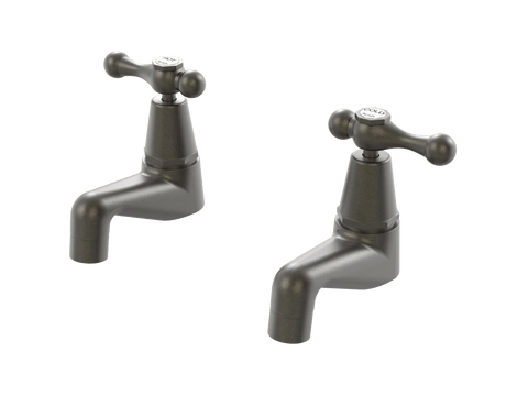 Tapware ParTaps Tudor Lever Pillar Taps Pair - Ceramic Disc Colour: Volcanic Grey Place & Palette