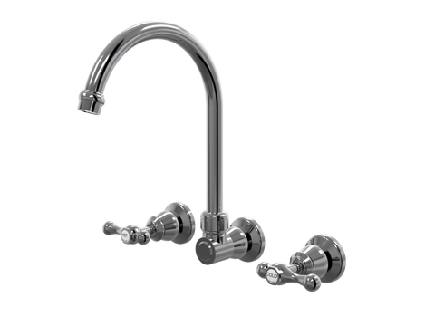Tapware ParTaps Tudor Lever Sink Set Wall Swivel - Ceramic Disc Colour: Black Sapphire Place & Palette