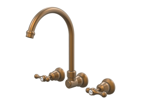 Tapware ParTaps Tudor Lever Sink Set Wall Swivel - Ceramic Disc Colour: Burnished Place & Palette