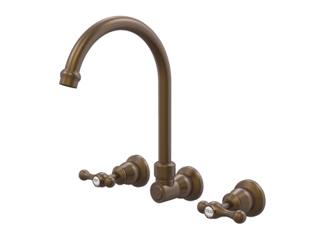 Tapware ParTaps Tudor Lever Sink Set Wall Swivel - Ceramic Disc Colour: Native Brass Place & Palette