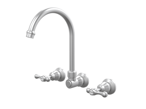 Tapware ParTaps Tudor Lever Sink Set Wall Swivel - Ceramic Disc Colour: Satin Pearl Place & Palette