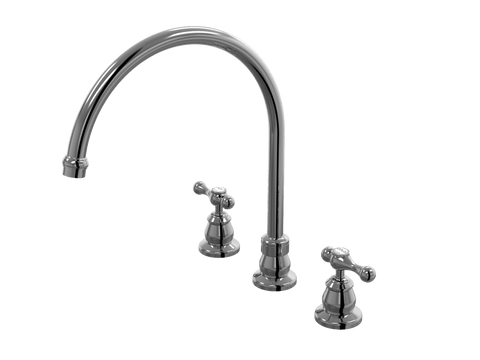Tapware ParTaps Tudor Lever Sink Set XL Hob Swivel - Ceramic Disc Colour: Black Sapphire Place & Palette