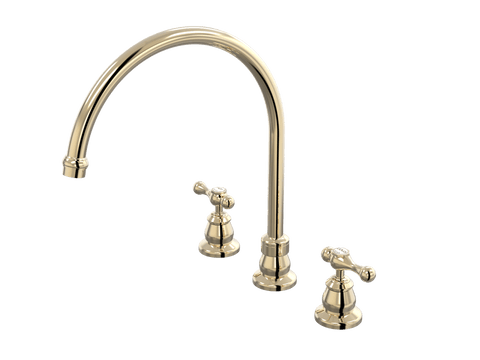 Tapware ParTaps Tudor Lever Sink Set XL Hob Swivel - Ceramic Disc Colour: Brass Gold Place & Palette