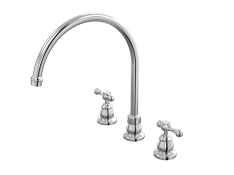 Tapware ParTaps Tudor Lever Sink Set XL Hob Swivel - Ceramic Disc Colour: Brushed Chrome Place & Palette