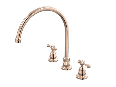 Tapware ParTaps Tudor Lever Sink Set XL Hob Swivel - Ceramic Disc Colour: Brushed Rose Gold Place & Palette