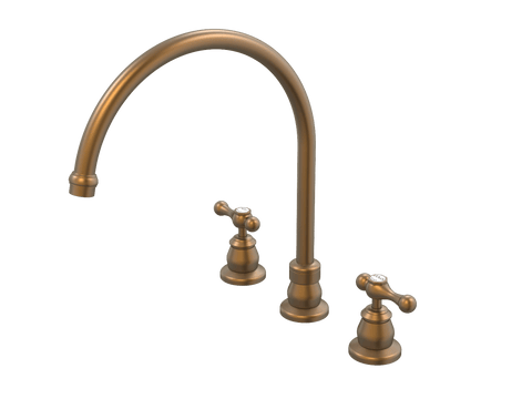 Tapware ParTaps Tudor Lever Sink Set XL Hob Swivel - Ceramic Disc Colour: Burnished Place & Palette