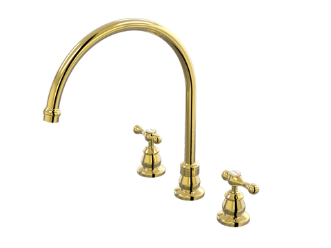 Tapware ParTaps Tudor Lever Sink Set XL Hob Swivel - Ceramic Disc Colour: Gold Place & Palette