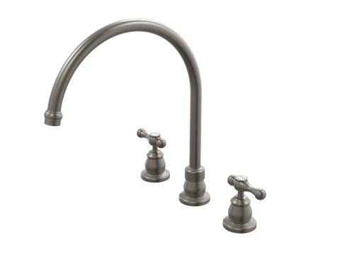 Tapware ParTaps Tudor Lever Sink Set XL Hob Swivel - Ceramic Disc Colour: Gunmetal Place & Palette
