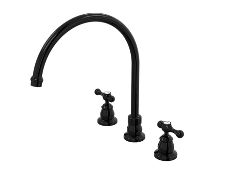 Tapware ParTaps Tudor Lever Sink Set XL Hob Swivel - Ceramic Disc Colour: Midnight Black Place & Palette