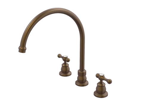 Tapware ParTaps Tudor Lever Sink Set XL Hob Swivel - Ceramic Disc Colour: Native Brass Place & Palette