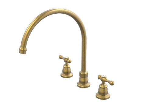 Tapware ParTaps Tudor Lever Sink Set XL Hob Swivel - Ceramic Disc Colour: Rumbled Brass Place & Palette