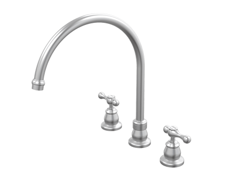 Tapware ParTaps Tudor Lever Sink Set XL Hob Swivel - Ceramic Disc Colour: Satin Pearl Place & Palette