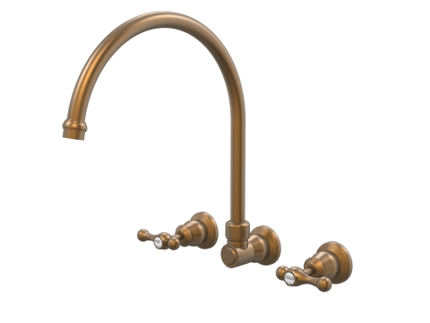 Tapware ParTaps Tudor Lever Sink Set XL Wall Swivel - Ceramic Disc Colour: Burnished Place & Palette