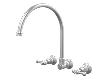 Tapware ParTaps Tudor Lever Sink Set XL Wall Swivel - Ceramic Disc Colour: Satin Pearl Place & Palette