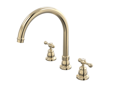 Tapware ParTaps Tudor Lever Spa Set Hob Swivel - Ceramic Disc Colour: Brushed Brass Gold Place & Palette