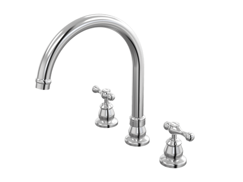 Tapware ParTaps Tudor Lever Spa Set Hob Swivel - Ceramic Disc Colour: Brushed Chrome Place & Palette