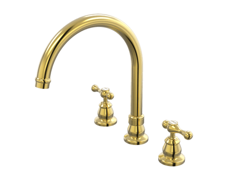 Tapware ParTaps Tudor Lever Spa Set Hob Swivel - Ceramic Disc Colour: Brushed Gold Place & Palette