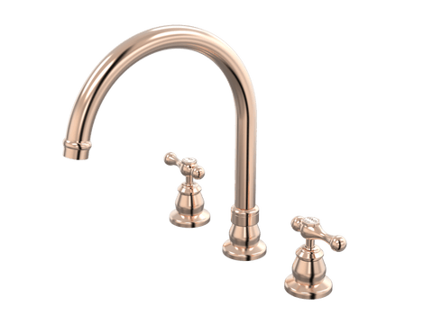Tapware ParTaps Tudor Lever Spa Set Hob Swivel - Ceramic Disc Colour: Brushed Rose Gold Place & Palette