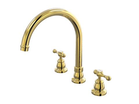 Tapware ParTaps Tudor Lever Spa Set Hob Swivel - Ceramic Disc Colour: Gold Place & Palette