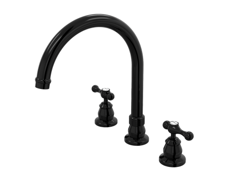 Tapware ParTaps Tudor Lever Spa Set Hob Swivel - Ceramic Disc Colour: Midnight Black Place & Palette