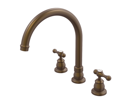 Tapware ParTaps Tudor Lever Spa Set Hob Swivel - Ceramic Disc Colour: Native Brass Place & Palette