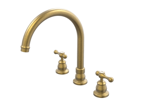 Tapware ParTaps Tudor Lever Spa Set Hob Swivel - Ceramic Disc Colour: Rumbled Brass Place & Palette