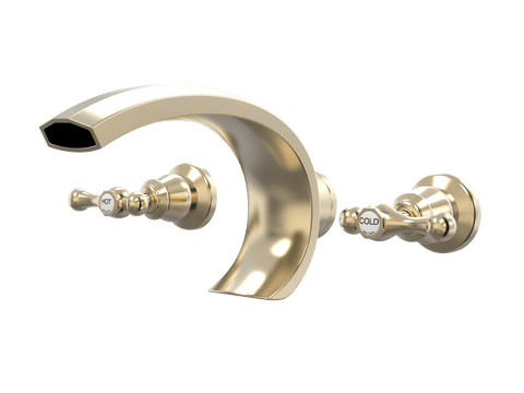 Tapware ParTaps Tudor Lever Spa Set Wall Deluxe - Ceramic Disc Colour: Brushed Brass Gold Place & Palette