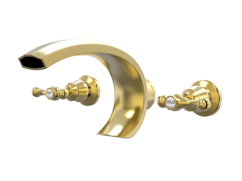 Tapware ParTaps Tudor Lever Spa Set Wall Deluxe - Ceramic Disc Colour: Brushed Gold Place & Palette