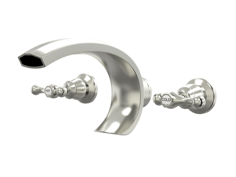 Tapware ParTaps Tudor Lever Spa Set Wall Deluxe - Ceramic Disc Colour: Brushed Nickel Place & Palette