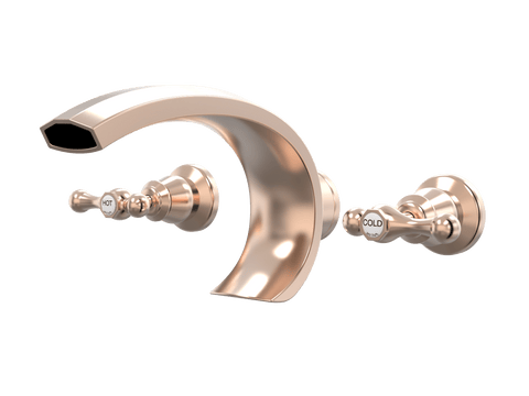 Tapware ParTaps Tudor Lever Spa Set Wall Deluxe - Ceramic Disc Colour: Brushed Rose Gold Place & Palette