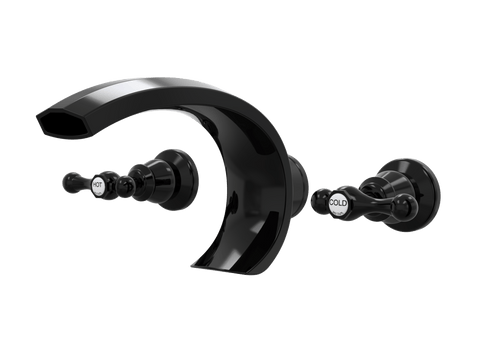 Tapware ParTaps Tudor Lever Spa Set Wall Deluxe - Ceramic Disc Colour: Midnight Black Place & Palette