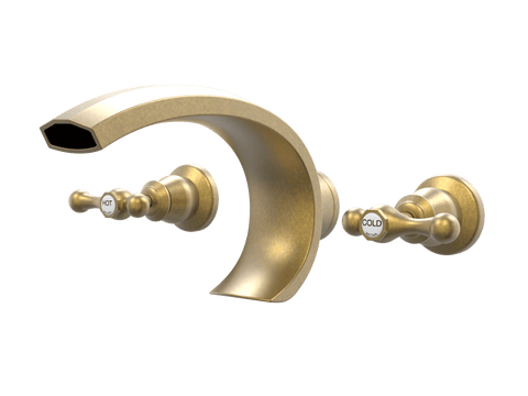 Tapware ParTaps Tudor Lever Spa Set Wall Deluxe - Ceramic Disc Colour: Rumbled Brass Place & Palette