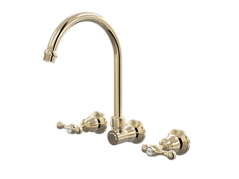 Tapware ParTaps Tudor Lever Spa Set Wall Swivel - Ceramic Disc Colour: Brass Gold Place & Palette
