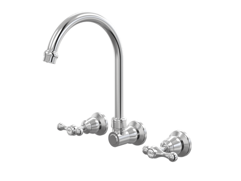 Tapware ParTaps Tudor Lever Spa Set Wall Swivel - Ceramic Disc Colour: Brushed Chrome Place & Palette