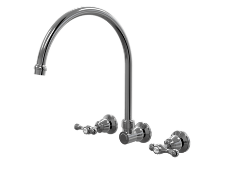 Tapware ParTaps Tudor Lever Spa Set XL Wall Swivel - Ceramic Disc Colour: Black Sapphire Place & Palette