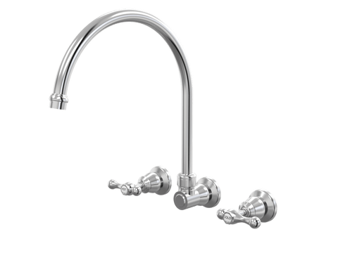 Tapware ParTaps Tudor Lever Spa Set XL Wall Swivel - Ceramic Disc Colour: Brushed Chrome Place & Palette