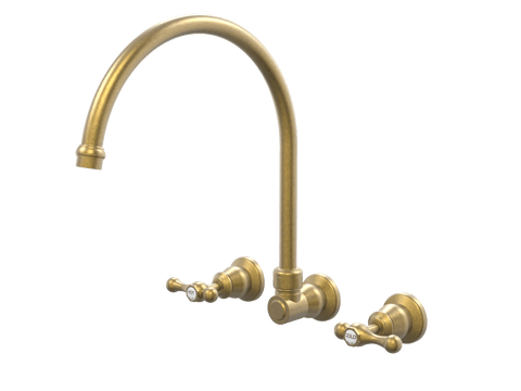 Tapware ParTaps Tudor Lever Spa Set XL Wall Swivel - Ceramic Disc Colour: Rumbled Brass Place & Palette
