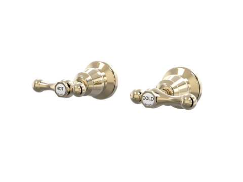 Tapware ParTaps Tudor Lever Top Assemblies Wall Pair - Ceramic Disc Colour: Brass Gold Place & Palette