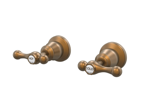 Tapware ParTaps Tudor Lever Top Assemblies Wall Pair - Ceramic Disc Colour: Burnished Place & Palette