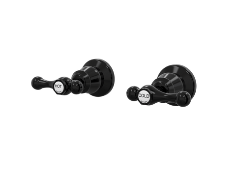 Tapware ParTaps Tudor Lever Top Assemblies Wall Pair - Ceramic Disc Colour: Midnight Black Place & Palette