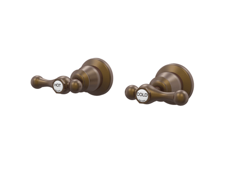 Tapware ParTaps Tudor Lever Top Assemblies Wall Pair - Ceramic Disc Colour: Native Brass Place & Palette